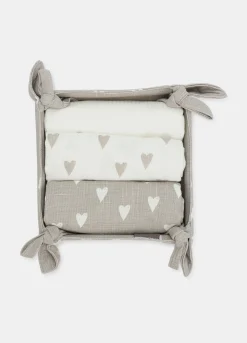 3 pack strofinacci con cestino in cotone a cuori*Croff Hot