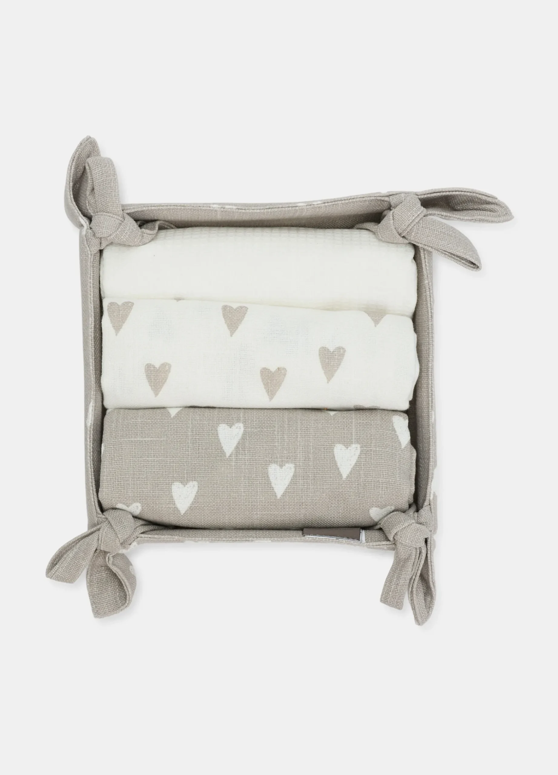 3 pack strofinacci con cestino in cotone a cuori*Croff Hot