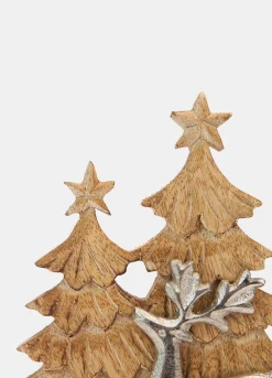Decorazione abeti e renna in legno*Croff Hot