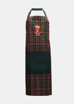 Grembiule lungo in cotone tartan con ricamo Teddy Bear*Croff Online