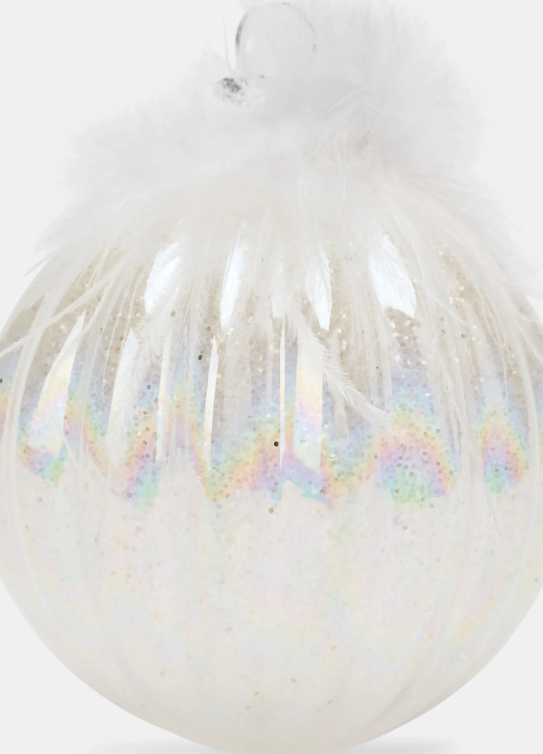 Pallina in vetro scanalato con piume*Croff Hot