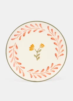 Piatto da dessert in ceramica con fiore*Croff New