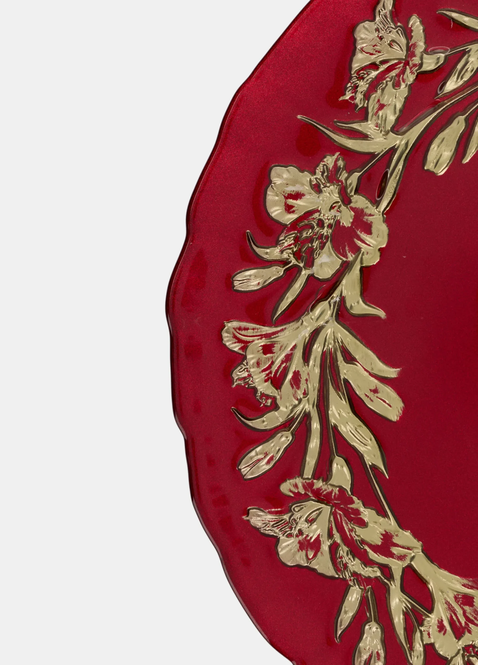 Piatto da portata in vetro con bordo floreale*Croff