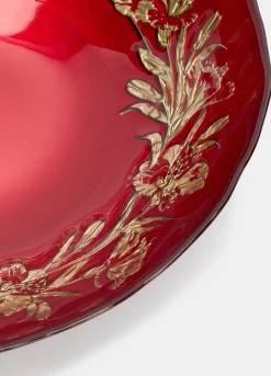 Piatto fondo in vetro con bordo floreale*Croff Hot