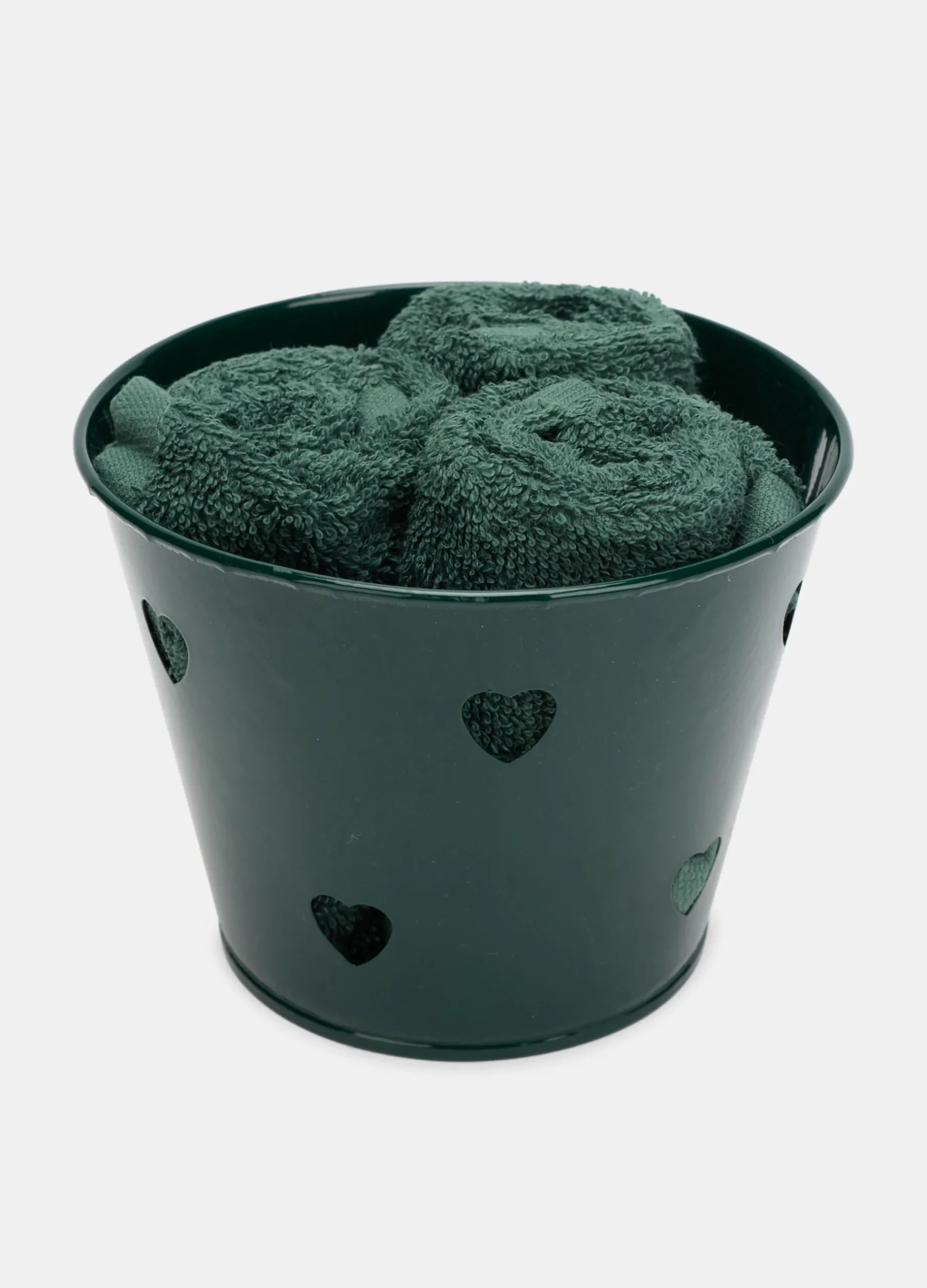 Set 3 asciugamani piccoli con cesto in metallo*Croff