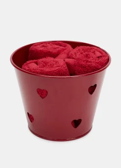 Set 3 asciugamani piccoli con cesto in metallo*Croff Online