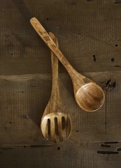 Set 2 cucchiai insalata in legno di mango*Croff New
