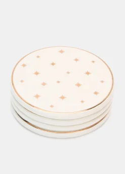 Set 4 sottobicchieri in ceramica con stelle dorate*Croff Best