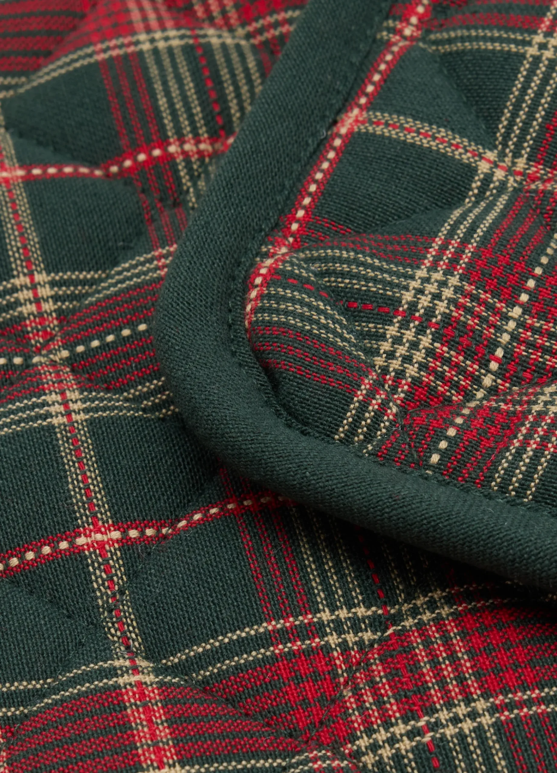 Set strofinaccio e presine in cotone tartan*Croff New