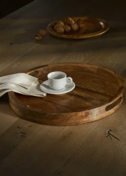 Vassoio rotondo in legno di mango*Croff Clearance